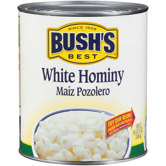 Bushs Best White Hominy - 6 cans per can 108 oz