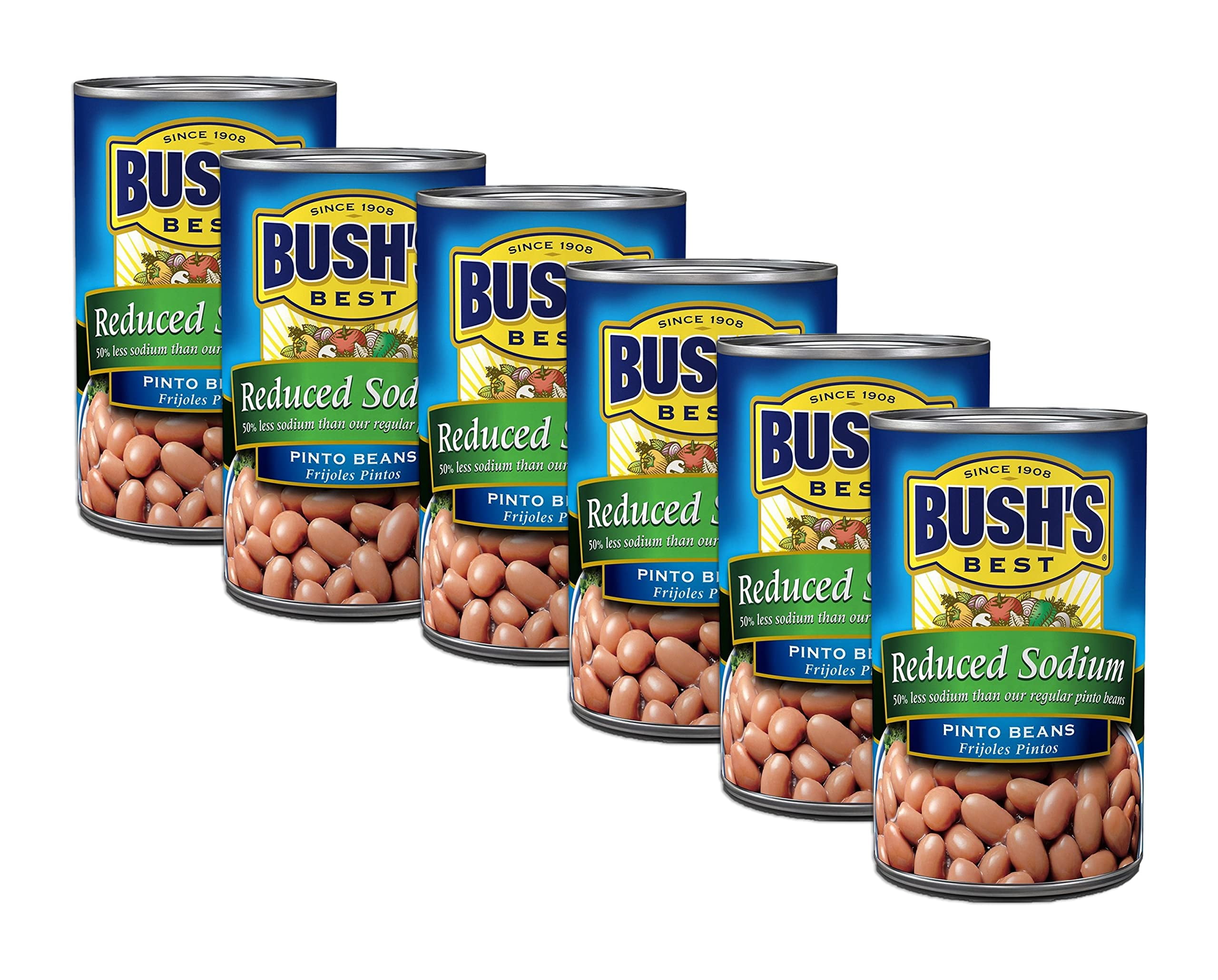Bushs Pinto Beans 15.5oz KF05 Can (Pack of 6) (Pinto Beans Reduced Sodium)