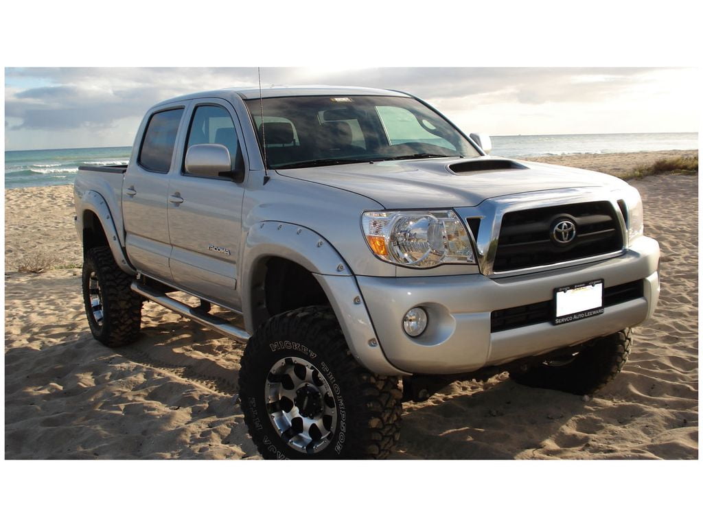 Bushwacker by RealTruck Pocket/Rivet Style Front & Rear Fender Flares | 4-Piece Set, Black, Smooth Finish | 31925-02 | Compatible with 2005-2011 Toyota Tacoma w/ 6.1' bed