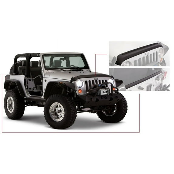 Bushwacker 07-18 Jeep Wrangler Trail Armor Hood and Tailgate Protector Excl Power Dome Hood - Black