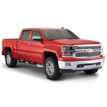 Bushwacker by RealTruck Pocket/Rivet Style Front & Rear Fender Flares | 4-Piece Set, Black, Smooth Finish | 40959-02 | Compatible with 2014-2018 Chevrolet Silverado 1500 w/ 5.8' Bed