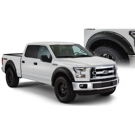 Bushwacker 20935-02 Black Pocket/Rivet Style Smooth Finish 4-Piece Fender Flare Set for 2015-2017 Ford F-150 (Excludes Models w/Tech Package)
