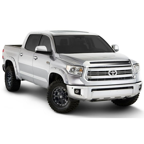 Bushwacker by RealTruck Pocket/Rivet Style Color-Matched Front & Rear Fender Flares | 4-Piece Set, Super White, Smooth Finish | 30918-13 | Compatible with 2017-2020 Toyota Tundra Fleetside