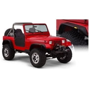 Bushwacker 10924-07 Black Jeep Flat Style Textured Finish 4-Piece Fender Flare Set for 1987-1995 Jeep Wrangler YJ Excludes Renegade