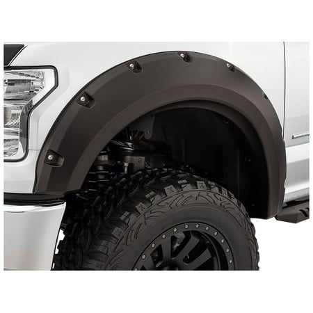 Bushwacker by RealTruck Pocket/Rivet Style Front Fender Flares | 2-Piece Set, Black, Smooth Finish | 10029-07 | Compatible with 1997-2006 Jeep Wrangler TJ