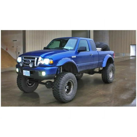Bushwacker by RealTruck Cutout Pocket/Rivet Style Front Fender Flares | 2-Piece Set, Black, Smooth Finish | 21027-11 | Compatible with 1993-2011 Ford Ranger Styleside (Excludes FX4)