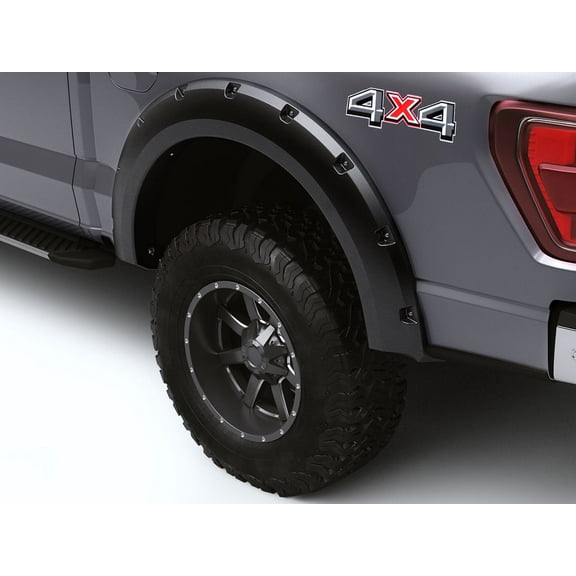 Bushwacker by RealTruck Forge Pocket/Rivet Style Front & Rear Fender Flares | 4-Pc Black Textured | 28312-08 | Compatible with 2009-2014 Ford F-150 (Excl Raptor & Platinum Edition Models)