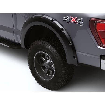 Bushwacker by RealTruck Forge Pocket/Rivet Style Front & Rear Fender Flares | 4-Piece Set, Black, Textured Finish | 28150-08 | Compatible with 2021 - 2024 Ford F-150 (Excludes Lightning) Clearance