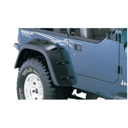 Bushwacker by RealTruck Jeep Cutout Pocket/Rivet Style Rear Fender Flares | 2-Piece Set, Black, Textured Finish | 10058-07 | Compatible with 1987-1995 Jeep Wrangler YJ (Excludes Renegade)
