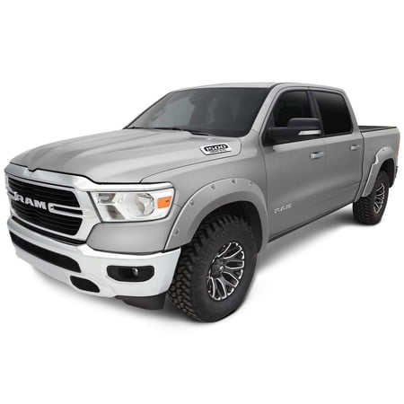 Bushwacker by RealTruck Pocket/Rivet Style Color-Matched Front & Rear Fender Flares | 4-Pc Billet Silver Metallic, Smooth | 50924-95 | Compatible with 2022 - 2024 Ram 1500 (Excl Rebel & TRX Models)