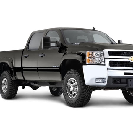 Bushwacker by RealTruck Pocket/Rivet Style Color-Matched Front & Rear Fender Flares | 4-Pc Graphite Metallic Smooth Compatible with 16-18 Silverado 1500; 17-19 2500 HD/3500 HD w/ 6.6' or 8.2' Bed