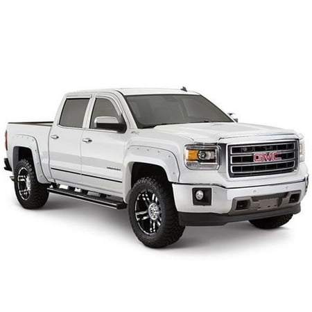 Bushwacker by RealTruck Pocket/Rivet Style Color-Matched Front & Rear Fender Flares | 4-Piece Set, Abalone White Tricoat, Smooth Finish | 40974-64 | Compatible with 2016-2017 GMC Sierra 1500