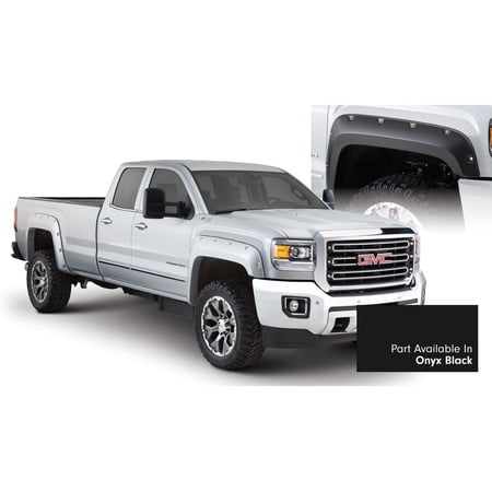Bushwacker by RealTruck Pocket/Rivet Style Color-Matched Front & Rear Fender Flares | 4-Piece Set, Black, Smooth Finish | 40909-34 | Compatible with 2022 - 2024 GMC Sierra 1500 w/ 5.8' Bed