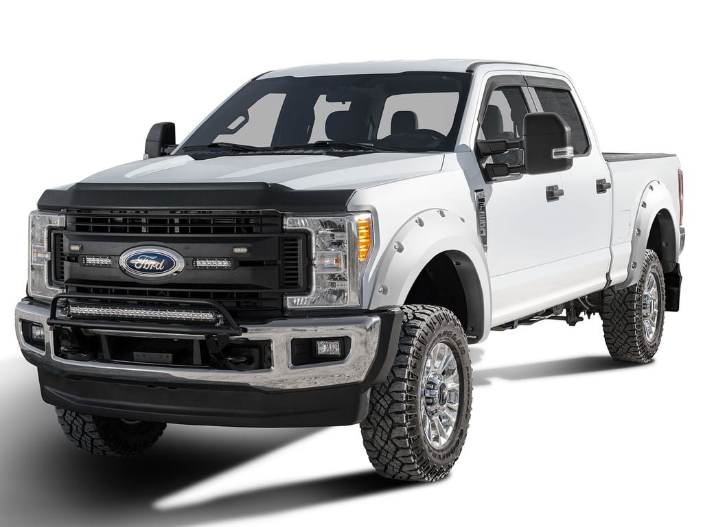 Bushwacker by RealTruck Pocket/Rivet Style Color-Matched Front & Rear Fender Flares | 4-Piece Set, Oxford White, Smooth Finish | 20942-12 | Compatible with 2017-2022 Ford F-250, F-350 Super Duty