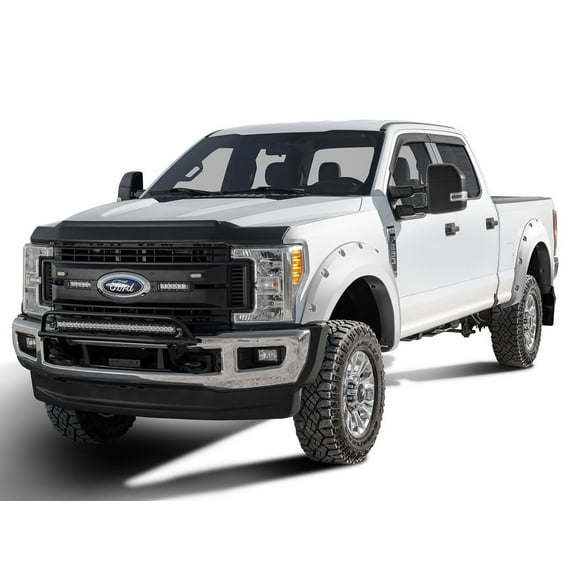 Bushwacker by RealTruck Pocket/Rivet Style Color-Matched Front & Rear Fender Flares | 4-Piece Set, Oxford White, Smooth Finish | 20942-12 | Compatible with 2017-2022 Ford F-250, F-350 Super Duty