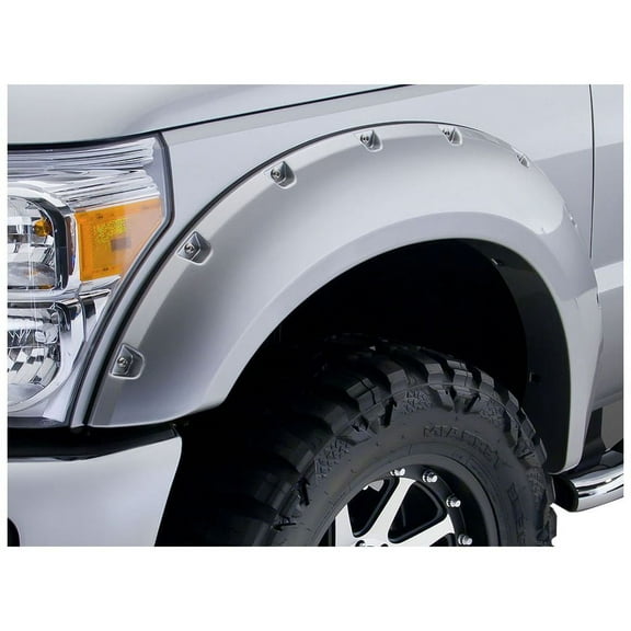 Bushwacker by RealTruck Pocket/Rivet Style Color-Matched Front & Rear Fender Flares | 4-Piece Set, Sterling Grey, Smooth Finish | 20945-62 | Compatible with 2018-2019 Ford F-150