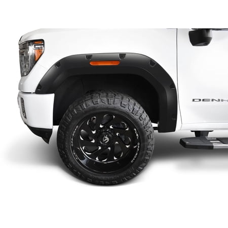 Bushwacker by RealTruck Pocket/Rivet Style Front Fender Flares | 2-Piece Set, Black, Smooth Finish | 40165-02 | Compatible with 2020 - 2024 GMC Sierra 2500HD / 3500HD