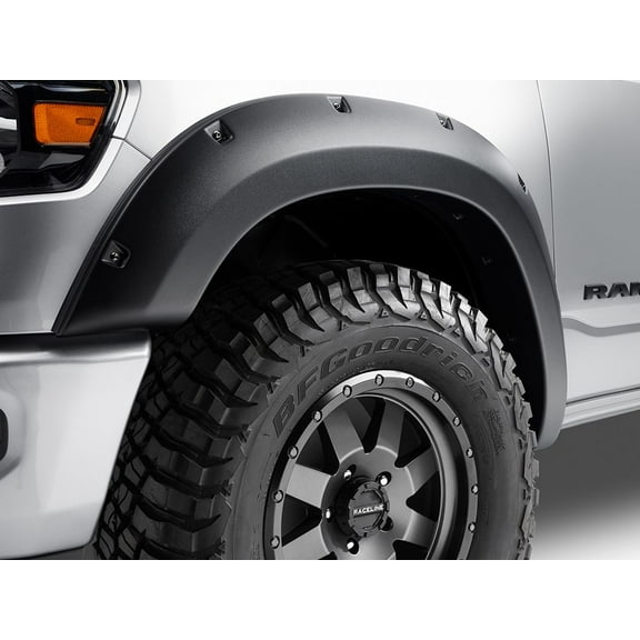 Bushwacker by RealTruck Pocket/Rivet Style Front Fender Flares | 2-Piece Set, Black, Smooth Finish | 50053-02 | Compatible with 2019 - 2024 Ram 1500 (Excludes Rebel & TRX Models)