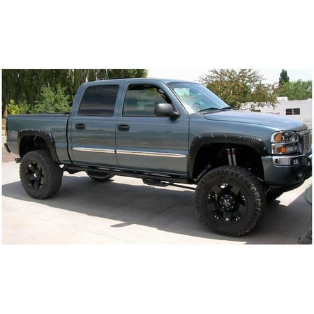 Bushwacker by RealTruck Pocket/Rivet Style Front & Rear Fender Flares | 4-Pc Black Smooth Compatible with 1999-2007 Chevrolet/GMC Silverado & Sierra Trucks (Check Application Guide)