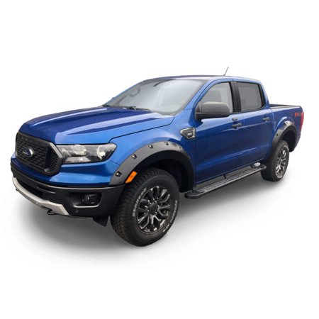 Bushwacker 20950-02 Black Pocket/Rivet Style Smooth Finish 4-Piece Fender Flare Set for 2019-2021 Ford Ranger