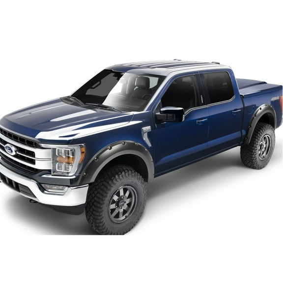 Bushwacker by RealTruck Pocket/Rivet Style Front & Rear Fender Flares | 4-Piece Set, Black, Smooth Finish | 20963-02 | Compatible with 2021 - 2024 Ford F-150 (Excludes Lightning)