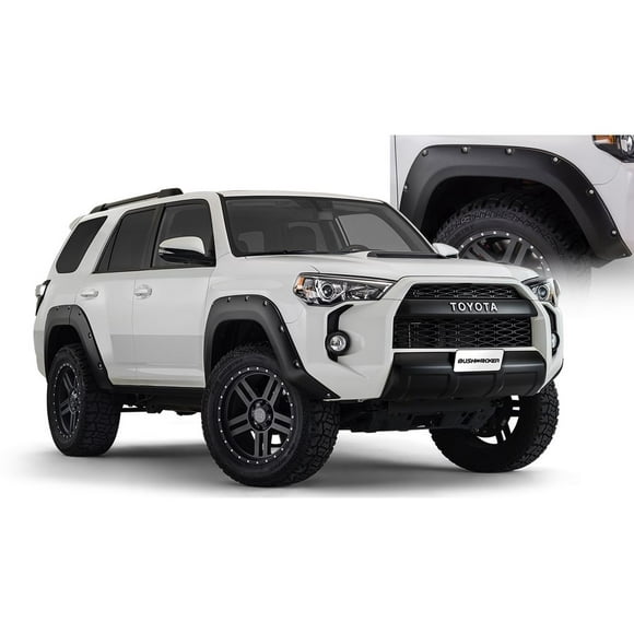 Bushwacker by RealTruck Pocket/Rivet Style Front & Rear Fender Flares | 4-Piece Set, Black, Smooth Finish | 30921-02 | Compatible with 2014 - 2024 Toyota 4Runner (Excludes Limited)