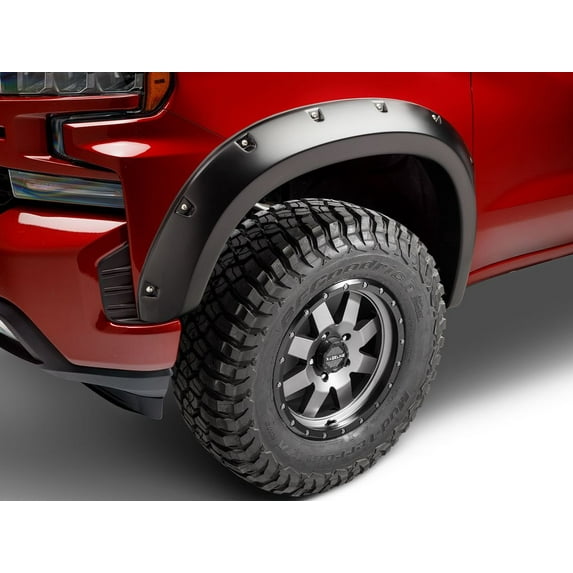 Bushwacker 40927-02 Black Pocket/Rivet Style Smooth Finish 4-Piece Fender Flare Set for 2019-2021 Chevrolet Silverado 1500