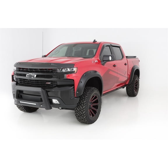 Bushwacker 40927-02 Black Pocket/Rivet Style Smooth Finish 4-Piece Fender Flare Set for 2019-2021 Chevrolet Silverado 1500