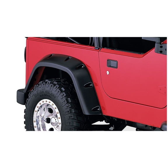 Bushwacker by RealTruck Pocket/Rivet Style Rear Fender Flares | 2-Piece Set, Black, Smooth Finish | 10042-07 | Compatible with 1997-2006 Jeep Wrangler TJ