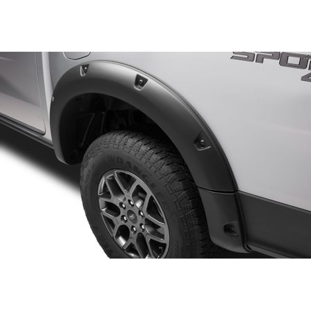 Bushwacker by RealTruck Pocket/Rivet Style Rear Fender Flares | 2-Piece Set, Black, Smooth Finish | 20120-02 | Compatible with 2019 - 2023 Ford Ranger w/ 6' Bed