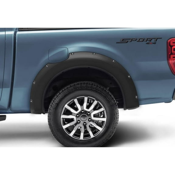 Bushwacker by RealTruck Pocket/Rivet Style Rear Fender Flares | 2-Piece Set, Black, Smooth Finish | 20122-02 | Compatible with 2019 - 2023 Ford Ranger