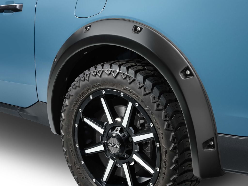 Black Pocket/Rivet Style Textured Finish 4-Piece Fender Flare Set For 22-26 Ford Maverick Bushwacker main image 0