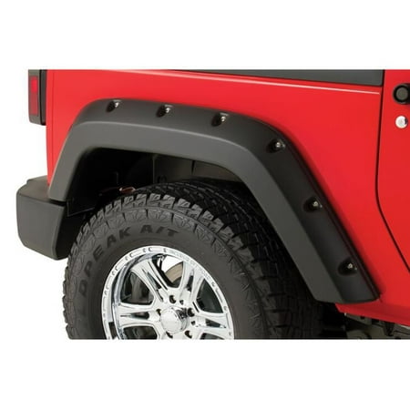 Bushwacker by RealTruck Pocket/Rivet Style Rear Fender Flares | 2-Piece Set, Black, Smooth Finish | 40096-02 | Compatible with 2003-2006 Avalanche 1500 w/o Body Cladding