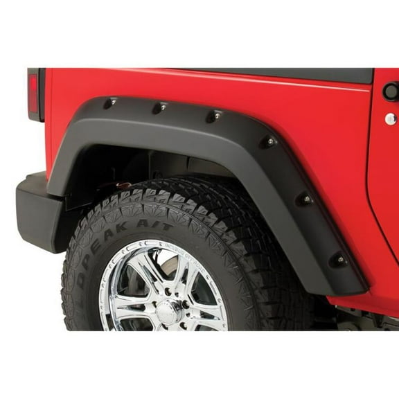 Bushwacker by RealTruck Pocket/Rivet Style Rear Fender Flares | 2-Piece Set, Black, Smooth Finish | 40096-02 | Compatible with 2003-2006 Avalanche 1500 w/o Body Cladding