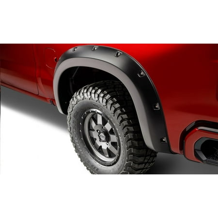 Bushwacker by RealTruck Pocket/Rivet Style Rear Fender Flares | 2-Piece Set, Black, Smooth Finish | 40106-02 | Compatible with 2019-2021 Chevrolet Silverado 1500; 2022 Silverado 1500 Limited