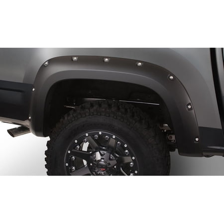 Bushwacker by RealTruck Pocket/Rivet Style Rear Fender Flares | 2-Piece Set, Black, Smooth Finish | 40138-02 | Compatible with 2015-2022 Chevrolet Colorado w/ 5.1' Bed