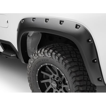 Bushwacker by RealTruck Pocket/Rivet Style Rear Fender Flares | 2-Piece Set, Black, Smooth Finish | 40154-02 | Compatible with 2020 - 2024 Chevrolet Silverado 2500 HD, 3500 HD