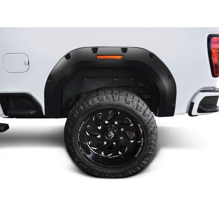 Bushwacker by RealTruck Pocket/Rivet Style Rear Fender Flares | 2-Piece Set, Black, Smooth Finish | 40158-02 | Compatible with 2020 - 2024 GMC Sierra 2500HD / 3500HD (Excludes Dually)