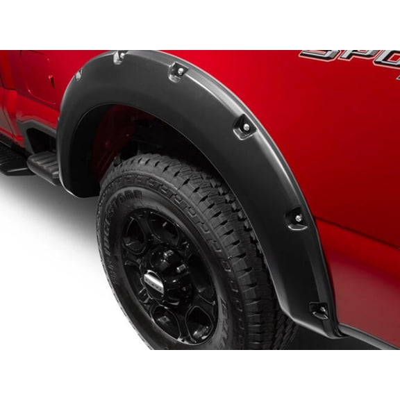 Bushwacker by RealTruck Pocket/Rivet Style Rear Fender Flares | 2-Piece Set, Black, Smooth Finish | Compatible with 2023 - 2024 Ford F-250 / F-350 | 20146-02