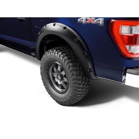 Bushwacker by RealTruck Pocket/Rivet Style Rear Fender Flares | 2-Piece Set, Black, Smooth Finish | 20134-02 | Compatible with 2021 - 2024 Ford F-150
