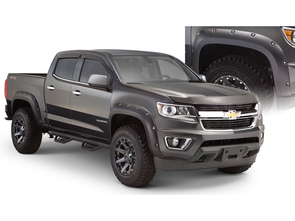 Bushwacker  by Realtruck Fleetside Pocket Style Flares 4pc Compatible with 15-18 Chevy Colorado 6ft 2in bed