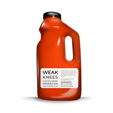Bushwick Kitchen Weak Knees Gochujang Sriracha Hot Sauce, 64 Ounce Bulk Bottle, Classic Chili Sauce