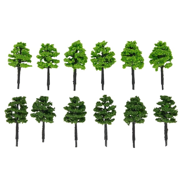 Bushy 50mm Trees in Dark & Light Green (12pcs) for N / OO Gauge Layouts