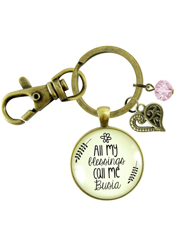 Busia Keychain All My Blessings Polish Grandma Womens Family Gift Jewelry
