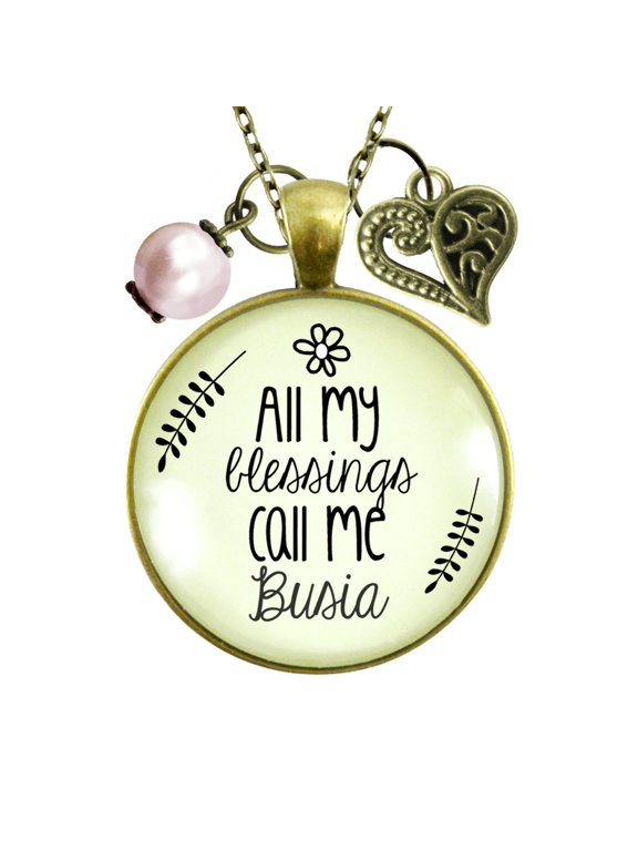 Busia Necklace My Blessings Polish Grandma Gutsy Goodness Female Adult Bronze Metal Jewelry