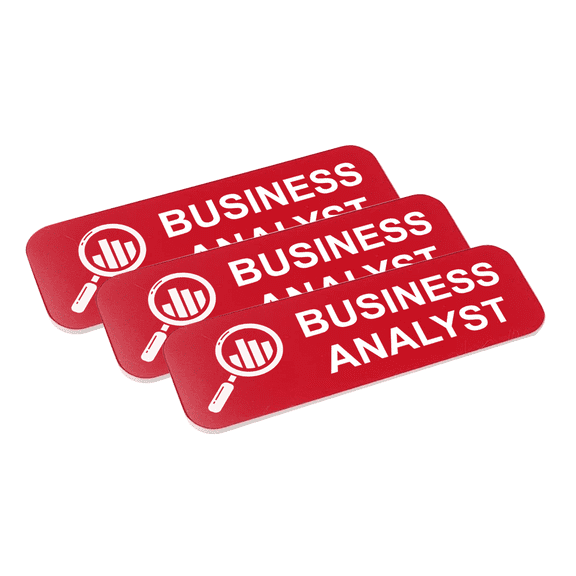 Business Analyst 1" x 3" Name Tag, Stock Badges, Red, (3 Pack)