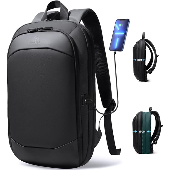 Business Backpack for Men 17 Inch,Slim & Expandable  Travel Laptop Backpack with USB Charger Port,Anti- Lightweight Large Work Computer Bag,College Laptop Backpacks Gifts for Men Women