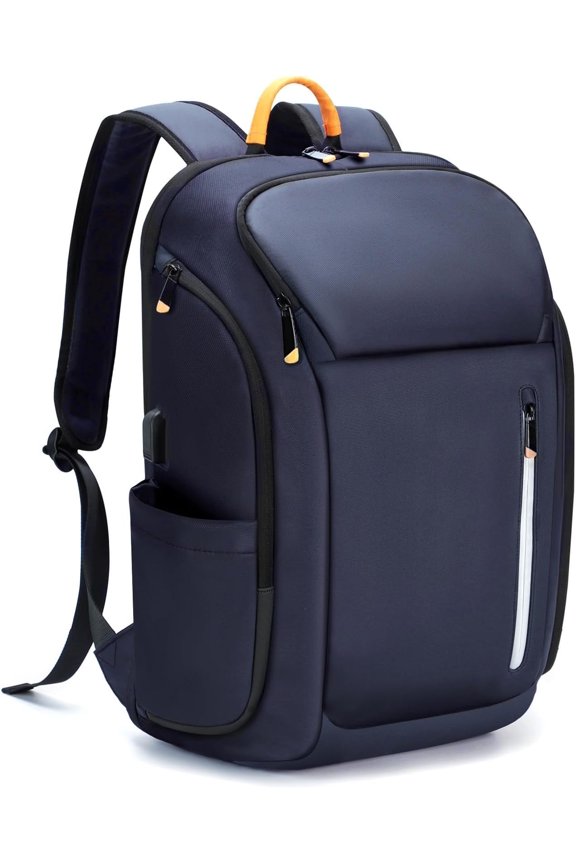 Business Backpack for Men, 17 Inch Tech   Laptop Backpacks with USB  Port, Flight Approved Anti- Large Work Computer Bag Durable for Travel, Office, Dark Blue