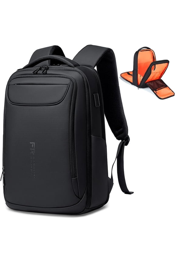 Business Backpack for Men,Water Resistant Tech Backpack with Charger,Black Laptop Backpack 15.6 Inch