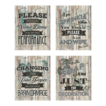 Business Basics Bathroom Quotes and Sayings 8” x 10” Art Prints (Set of 4)